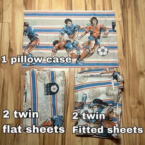 VINTAGE 80s Rare Wondercale NASL Soccer League Sheet Twin Size Fitted